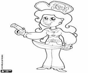 desenho de Mulher pirata para colorir