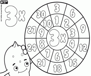 desenho de Multiplicar com a roda de 3 para colorir
