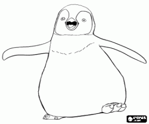 desenho de Mumble, o pinguim dançarino para colorir