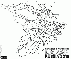 desenho de Mundial Esportes Aquáticos Kazan 2015 para colorir