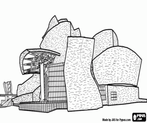 desenho de Museu Guggenheim em Bilbao para colorir
