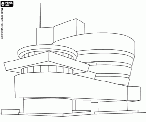 desenho de Museu Guggenheim, em Nova York para colorir