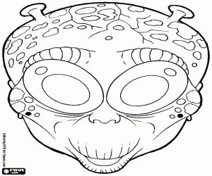 desenho de Uma máscara de alienígena eHalloween para colorir