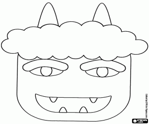 desenho de Máscara de um diabinho sorridente para colorir