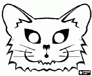 desenho de Máscara de gato para colorir
