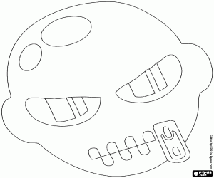 desenho de Máscara de Halloween com ziper na boca para colorir