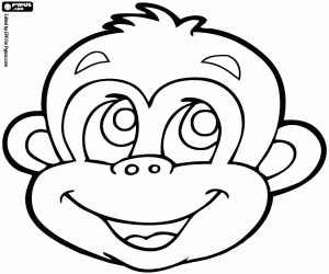 desenho de Máscara de um macaco sorridente para colorir