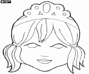 desenho de Máscara de uma princesa com tiara para colorir