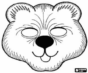 desenho de Máscara de urso para colorir