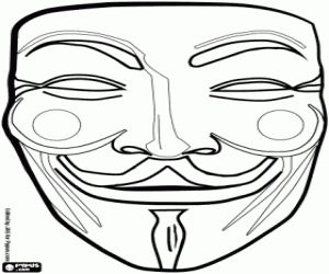 desenho de Máscara com um rosto oriental para colorir