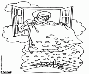 desenho de Mãe Neve, personagem de fábula alemão para colorir