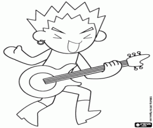 desenho de Um músico com a guitarra elétrica para colorir