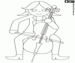 desenho de Um músico de rock com um violoncelo para colorir
