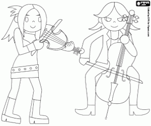 desenho de Músicos e instrumentos de cordas para colorir