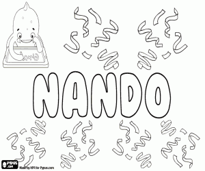 desenho de Nando, nome masculino para colorir
