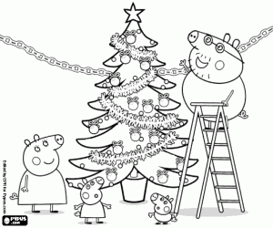 desenho de O Natal com PeppaPig para colorir