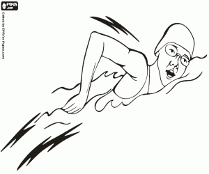 desenho de Natação, primeira parte de um triatlo para colorir