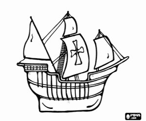 desenho de Navio antigo - Carabela para colorir