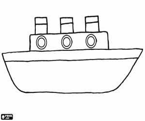 desenho de Um navio de carga, um desenho de criança para colorir