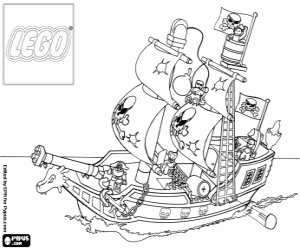 desenho de Navio pirata de Lego para colorir