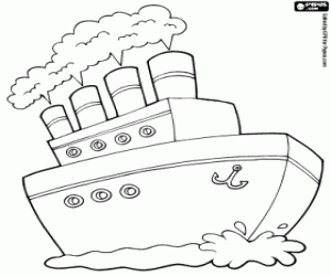 desenho de O navio, um transporte sobre a água para colorir