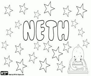 desenho de Neth, nome unisex para colorir