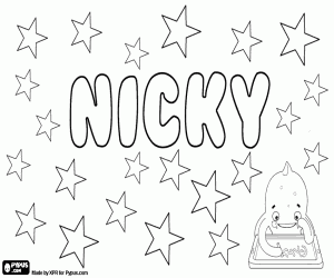 desenho de Nicky, diminutivo unisex para colorir