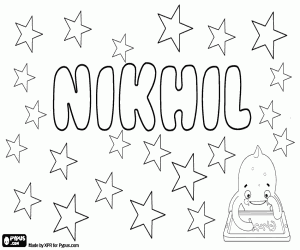 desenho de Nikhil, nome de origem indiana para colorir