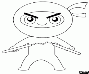 desenho de Um ninja com uma arma, a cadeia para colorir