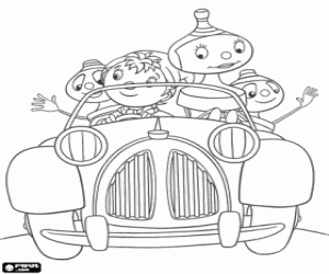 desenho de Noddy dirigindo o carro dele para colorir
