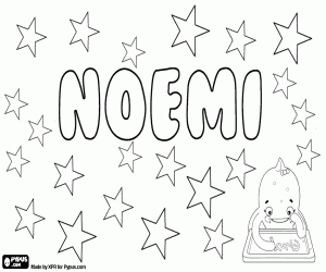 desenho de Noemi, nome em vários idiomas para colorir