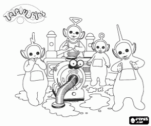 desenho de Noo-noo na casa dos Teletubbies para colorir