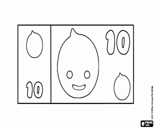 desenho de Uma nota de 10, Banco de Pypus para colorir