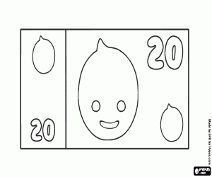desenho de Uma nota de 20 de Pypus para colorir