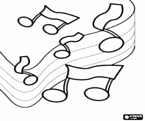 desenho de Notas musicais dançando para colorir
