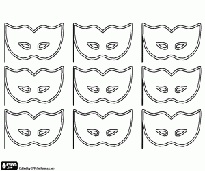 desenho de Nove máscaras para Carnaval para colorir
