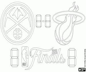 desenho de Nuggets - Heat, finais da NBA 2023 para colorir
