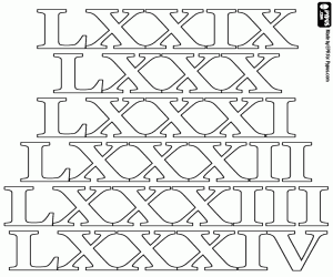 desenho de Numerais romanos de 79 a 84 para colorir