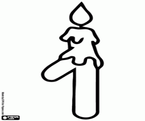 desenho de Número 1, um com a vela acesa para colorir