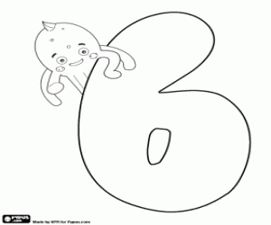 desenho de O número seis, com Pypus para colorir