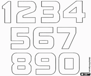 desenho de Números de 1 a 9 e 0 para colorir