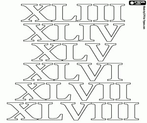 desenho de Os números romanos de 43 a 48 para colorir