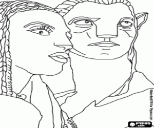 desenho de O avatar na'vi de Jake e Neytiri  para colorir