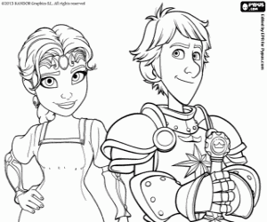 desenho de O cavaleiro Justin e Talia para colorir