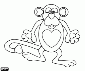 desenho de O macaco dos corações para colorir