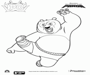 desenho de O panda gigante Po pulando  para colorir