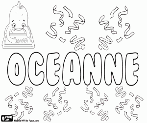 desenho de Oceanne, nome de origem grega para colorir