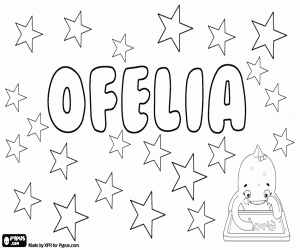 desenho de Ofélia, nome de origem grega para colorir