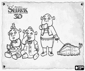 desenho de Ogres filhos de Shrek e Fiona para colorir