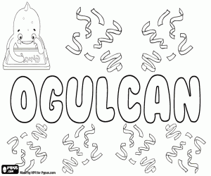 desenho de Ogulcan, nome turco, Oğulcan para colorir
